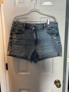 American Eagle Light Wash Distressed Denim Shorts - Women
